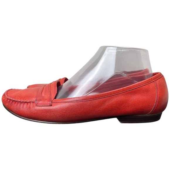 Vintage Pappagallo Penny Loafer Womens 10M Red/Orange  Leather  Casual Preppy - Picture 8 of 16
